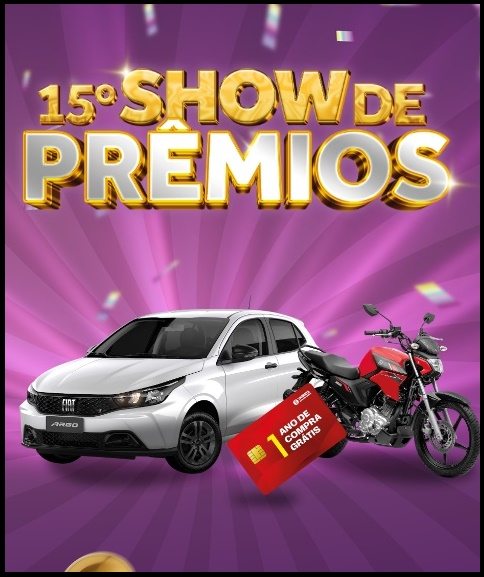Promoção Shibata Show de Prêmios 2025 — Concorra a carros, motos, iPhones e mais de R$1.6 milhão em prêmios ao fazer compras nas lojas da Rede Shibata até 07/12/2025.
