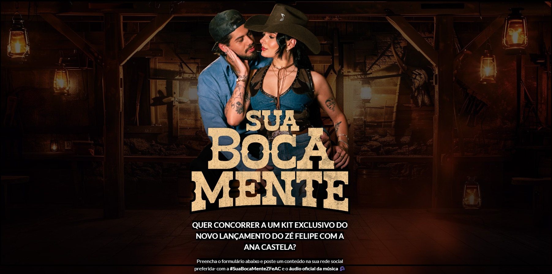 Mostre sua criatividade com foto ou vídeo usando a hashtag #SuaBocaMenteZFeAC e concorra a um kit exclusivo com câmera Polaroid, chapéu, camiseta e ecobag até 10/11/2025.