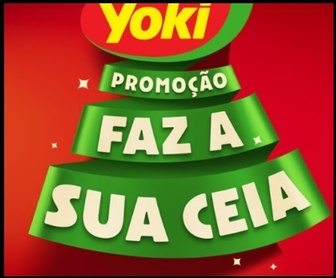 Imagem promocional da Yoki Faz a Sua Ceia 2025, mostrando produtos Yoki e divulgação de prêmios instantâneos e sorteios de até R$100.000,00.