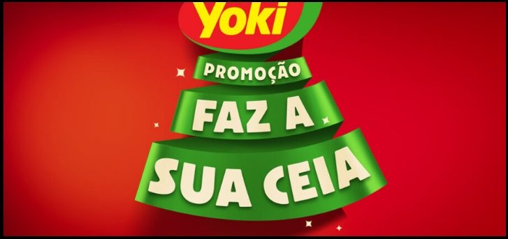 Imagem promocional da Yoki Faz a Sua Ceia 2025, mostrando produtos Yoki e divulgação de prêmios instantâneos e sorteios de até R$100.000,00.