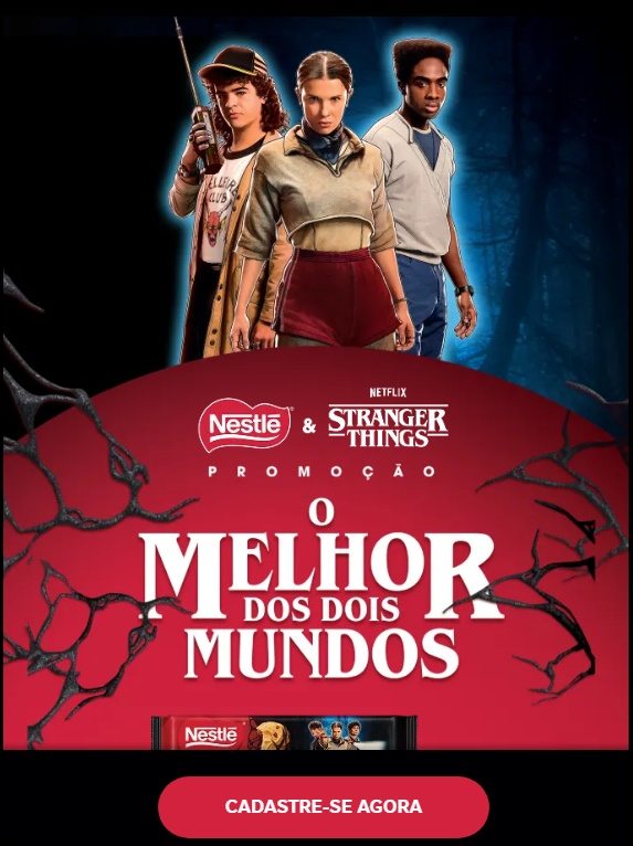 Participe da Promoção Nestlé Stranger Things 2025 – O Melhor dos Dois Mundos e concorra a R$ 100 mil e kits exclusivos na hora comprando produtos Nestlé Choco.