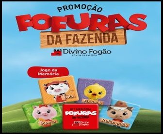 Brindes colecionáveis da promoção Fofuras da Fazenda Divino Fogão com miniaturas e kits de jogo da memória para crianças e famílias, válidos até 30/11/2025.