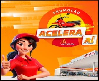 Promoção Atem Acelera Aí 2025 com abastecimento mínimo de R$50 para concorrer a motos 0km e vales-combustível instantâneos nos postos participantes.