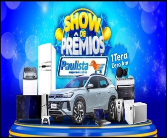 Show de Prêmios Paulista Supermercados Carro e Prêmios! Participe da nova promoção e concorra à premiação de destaque.