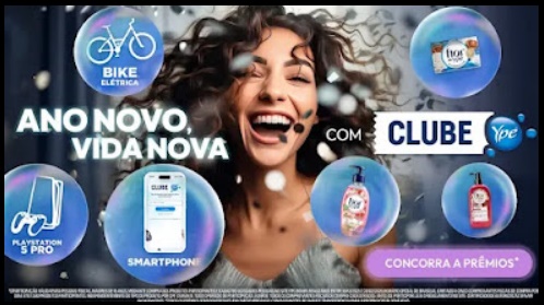 Imagem da Promoção Ypê Ano Novo, Vida Nova 2026 com destaque para prêmios como iPhone 17 PRO, Playstation 5 PRO e bicicletas elétricas.