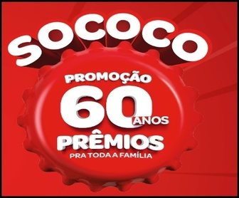 Imagem da Promoção Sococo 60 Anos destacando carro 0km, moto, iPhone, Smart TV e prêmios em dinheiro, convidando o consumidor a participar da promoção até 22/07/2026 cadastrando notas fiscais de produtos Sococo.