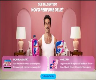 magem da Promoção Brilhante 2026 A Regata do Chay, destacando a regata rosa exclusiva da campanha ao lado do sabão Brilhante Perfume e Cuidado Extraordinário 900ml, com chamada para participação gratuita, válida em todo o Brasil, até 17 de fevereiro de 2026.