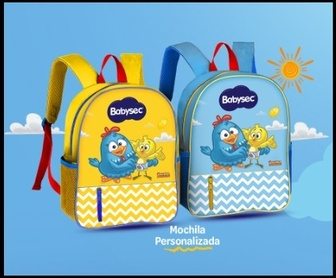 Imagem da Promoção Aulas Divertidas Babysec 2026, destacando mochilas exclusivas da Galinha Pintadinha, fraldas Babysec participantes e chamada para participar da promoção e ganhar prêmios instantâneos na volta às aulas.