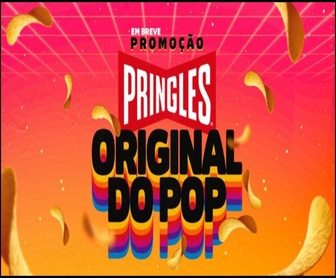 Imagem oficial da Promoção Pringles Original do Pop 2026, com latas coloridas de Pringles em destaque e chamada para concorrer a 10 anos de batatas Pringles mediante cadastro de códigos no site oficial até 15 de maio de 2026.