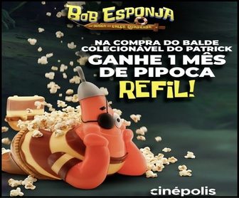 Balde colecionável do Patrick Estrela da Cinépolis com promoção de pipoca refil diária grátis por 30 dias em cinemas participantes