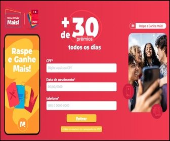 Imagem da Promoção Cartão Mais! 2026 com raspadinha digital, destacando prêmios instantâneos como vale-presentes, créditos na fatura e benefícios exclusivos para quem usa o Cartão Mais! Mastercard.