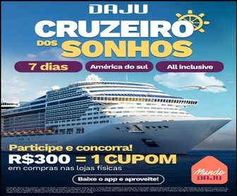 Banner da Promoção Viagem dos Sonhos Daju 2026 com destaque para vale-viagem CVC de R$ 20 mil e vales-compras de R$ 1.000,00.