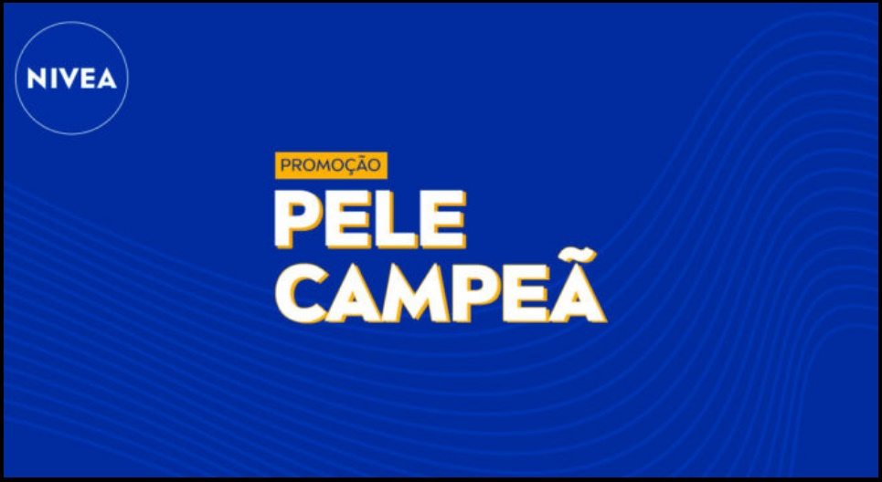 Imagem promocional da campanha Pele Campeã Nivea 2026 mostrando produtos Nivea, com destaque para prêmios instantâneos de R$300, certificados de ouro de R$100 mil e o grande prêmio de R$500 mil, incluindo 300 produtos da marca.