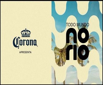 Imagem promocional da campanha Corona “Todo Mundo no Rio” com destaque para sorteio de 10 viagens ao Rio de Janeiro e brindes exclusivos para consumidores.