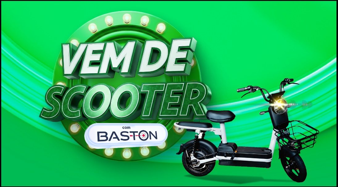 Para garantir que sua imagem seja bem ranqueada no Google Imagens e gere cliques nas redes sociais, aqui estão as três camadas de texto otimizadas para a Promoção Vem de Scooter com Baston no Mart Minas:  Texto Alternativo (Alt Text)Foco: Acessibilidade e SEO técnico para o Google identificar o conteúdo da imagem.  Foto promocional da campanha Vem de Scooter com Baston no Mart Minas, exibindo uma scooter elétrica moderna modelo AS1401 em destaque, logotipos das marcas Above, Tecbril e Mart Minas, com texto informativo sobre o sorteio de 70 scooters.