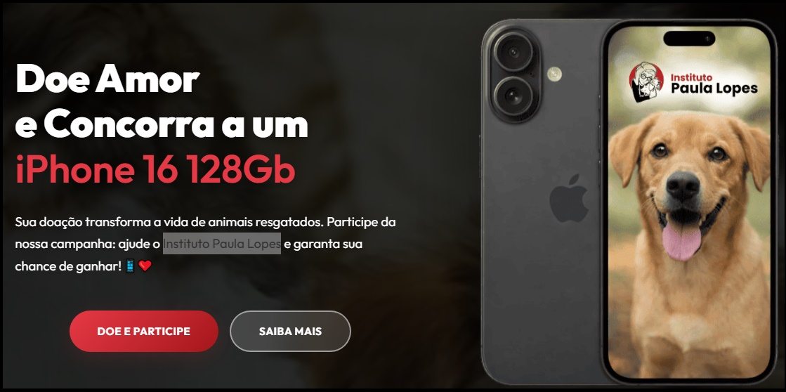 Promoção Doar Faz Bem 2026 Ganhe um iPhone 16
