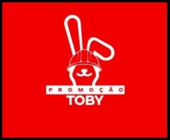 Imagem promocional da Promoção Toby 2026 com destaque para prêmios como viagem para os Estados Unidos, Smart TV e celular Samsung Galaxy S24.