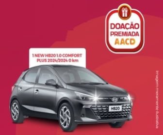 Participe da Promoção AACD Doação Premiada e ajude a transformar vidas enquanto concorre a um Hyundai HB20 zero quilômetro! Saiba como fazer sua doação e aumentar suas chances de ganhar este prêmio incrível.