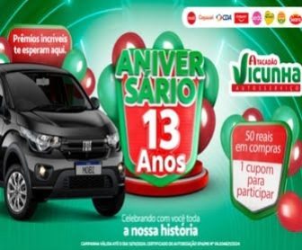 Para celebrar seus 13 anos de trajetória de sucesso, o Atacadão Vicunha está oferecendo uma promoção exclusiva que pode transformar a vida dos seus clientes. Você tem a chance de ganhar um Fiat Mobi Like zero quilômetro! Neste texto, você encontrará todos os detalhes sobre como participar da promoção, os passos para cadastrar seus cupons e as informações sobre os prêmios.