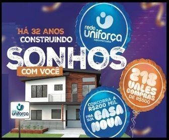 Cartão-presente de R$ 200 mil e vale-compras de R$ 500 da Promoção Aniversário Rede Uniforça 2025