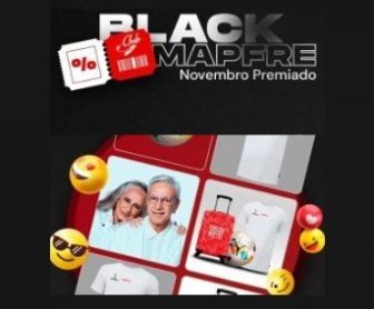 Banner da Promoção Black MAPFRE Novembro Premiado 2024, destacando ingressos para o show de Caetano Veloso e Maria Bethânia no Allianz Parque e kits Libertadores como prêmios para clientes e colaboradores MAPFRE que aderirem à campanha.