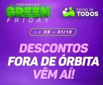 Imagem promocional da "Green Friday" do Cartão de Todos, destacando os prêmios de R$ 6.000 em cartões pré-pagos e informações sobre como participar da promoção.