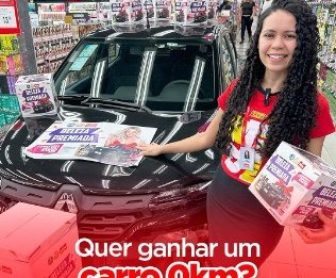 Imagem promovendo a Promoção Lojas REDE Beleza Premiada, destacando o sorteio de um Renault Kwid 0km e outros prêmios instantâneos para clientes que comprarem produtos Haskell ou OH MY nas lojas físicas da rede.