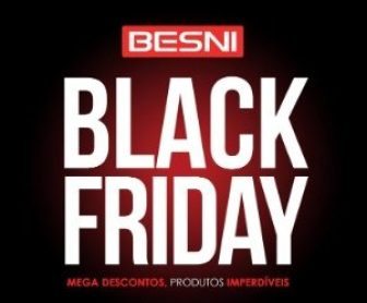 Imagem ilustrando as promoções da Black Friday 2024 nas lojas Besni, com destaque para descontos de até 50% em produtos como jeans, calçados e acessórios. A imagem tem o objetivo de divulgar as ofertas especiais e incentivar os consumidores a aproveitarem a temporada de descontos para antecipar as compras de Natal