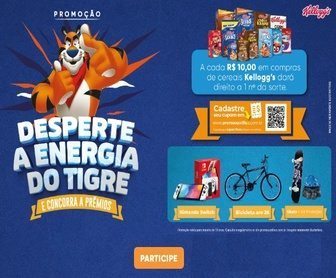 A imagem ilustra a nova promoção da Kellogg’s, destacando os prêmios disponíveis e incentivando a participação dos consumidores na promoção Sucrilhos.