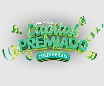 Imagem promocional da Capital Premiado CrediGerais, destacando prêmios como Smart TVs, iPhones 15 e motos Honda 0km, com informações sobre a participação através da integralização de cotas capitais.