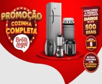 Prepare-se para uma oportunidade incrível de transformar sua cozinha com a Promoção Cozinha Completa Broto Legal 2024! Exclusiva para os residentes do estado de São Paulo, esta promoção oferece prêmios instantâneos e sorteios com valores que vão deixar você encantado. Participe e concorra a prêmios que podem chegar até R$500 na hora, além de kits completos para a sua cozinha.