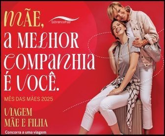 Imagem promocional da campanha Dia das Mães Sóbrancelhas 2025, com destaque para os prêmios da promoção, como vale-viagem de R$10.000,00 e cartão de débito de R$5.000,00, além da informação de que a cada R$150,00 em compras nas lojas participantes, o cliente ganha um número da sorte.