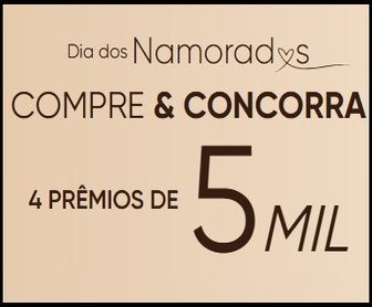 Arte promocional da campanha de Dia dos Namorados da Morana 2025, destacando a chance de ganhar 4 vale-compras de R$ 5.000. A imagem apresenta elementos românticos e o texto informativo sobre como participar da promoção.