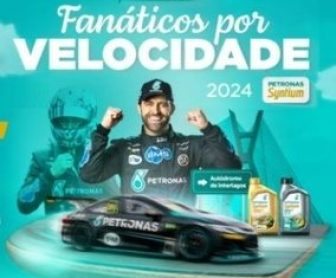 Imagem promocional da Promoção Fanáticos por Velocidade PETRONAS Syntium, destacando a oportunidade de ganhar experiências exclusivas na etapa final da Stock Car em Interlagos, incluindo detalhes sobre prêmios e como participar.