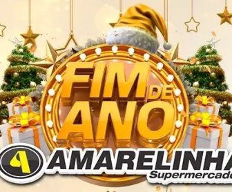 Imagem da Promoção Especial Fim de Ano Amarelinha Supermercados, mostrando a logo da promoção e destacando a chance de ganhar um vale-compra de R$ 12.000,00.