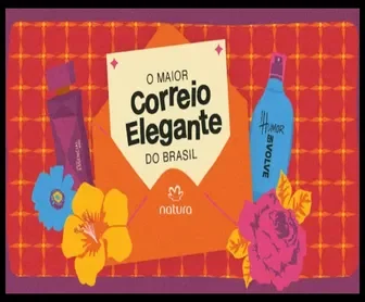Imagem da promoção “Você no São João de Campina Grande 2025” da Natura, com destaque para o Correio Elegante e produtos da marca.