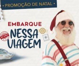 Imagem promocional da campanha de Natal 2024 do Mauá Plaza Shopping, destacando o sorteio de 30 cruzeiros de luxo. A imagem mostra um navio de cruzeiro em alto-mar, elementos natalinos como neve e presentes, e o texto da promoção com informações sobre as datas e os prêmios.