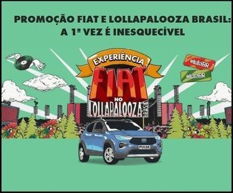 Imagem promocional vibrante que destaca o Fiat Pulse 0km e elementos gráficos alusivos ao Lollapalooza Brasil 2025, simbolizando a união entre inovação automotiva e a energia contagiante do festival.