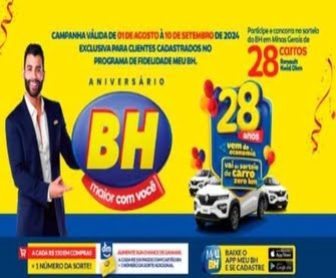 O BH Supermercados está comemorando 28 anos de sucesso e quer celebrar esta data especial com você, cliente! Para marcar essa ocasião, a rede de supermercados lançou uma promoção incrível que vai premiar 33 sortudos com um Renault Kwid 0km. Você não vai querer perder essa chance!