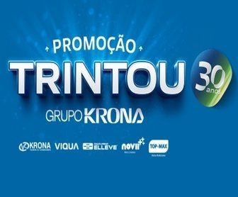 Imagem promocional da Krona, celebrando seus 30 anos de sucesso no setor de tubos e conexões, com detalhes sobre prêmios e a mecânica de participação na promoção.