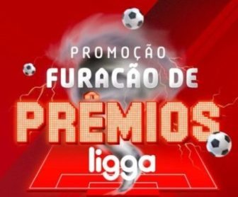 Imagem promocional da campanha Ligga Furacão de Prêmios, com destaque para os prêmios exclusivos para torcedores do Athletico Paranaense, como camisas autografadas, ingressos para jogos e visitas ao Centro de Treinamento. A promoção está sendo organizada pela Ligga Telecom, válida de 18/11/2024 a 27/02/2025, e é direcionada aos clientes com planos de internet fibra Furacão.