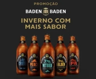 Estabelecimento comercial participando da Promoção Baden Baden 2025 com destaque para cervejas artesanais e anúncio de viagem para Campos do Jordão.
