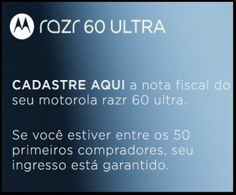 Banner da promoção Motorola Lista VIP Razr, com destaque para o smartphone Razr 60 Ultra, elementos visuais ligados à Fórmula 1 e chamada para participar da promoção que oferece ingressos para o GP do Brasil 2025.