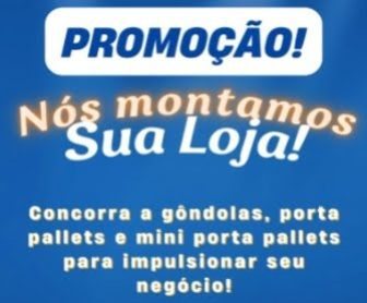 Participe da promoção “Nós Montamos Sua Loja 2024” da Soluções Porta Pallets e concorra a prêmios incríveis que incluem gôndolas, porta pallets, mini porta pallets e prateleiras, totalizando até R$ 8.000,00.