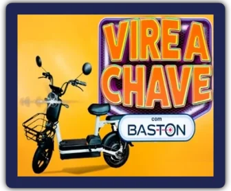 Imagem promocional da campanha "Vire a Chave com Baston", destacando as scooters elétricas AS1401, prêmios principais da promoção, com o logo da Baston e das marcas participantes.