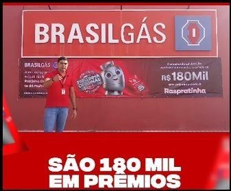 Imagem promocional da campanha “Raspratinha NacionalGás e BrasilGás”, destacando botijões de gás P13, raspadinhas premiadas e cartões-presente como prêmios, com cores chamativas e frases incentivando a participação.