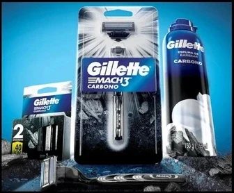 Promoção da Gillette oferece o aparelho de barbear Mach3 Carbon gratuitamente para consumidores selecionados.