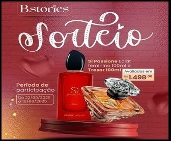 Sorteio B.stories Dia dos Namorados 2025 Concorra Perfumes