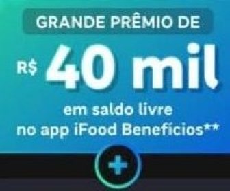 Imagem promocional da campanha Sorteio Doofi iFood 2025, com destaque para o grande prêmio de R$ 40.000,00 e informações sobre prêmios semanais. A imagem mostra elementos gráficos de jogos, selos virtuais e o logotipo do iFood, incentivando a participação por meio do aplicativo.