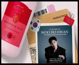 Promoção O Boticário leva para a Coreia do Sul com Woo Do Hwan e linha Morango & Leite